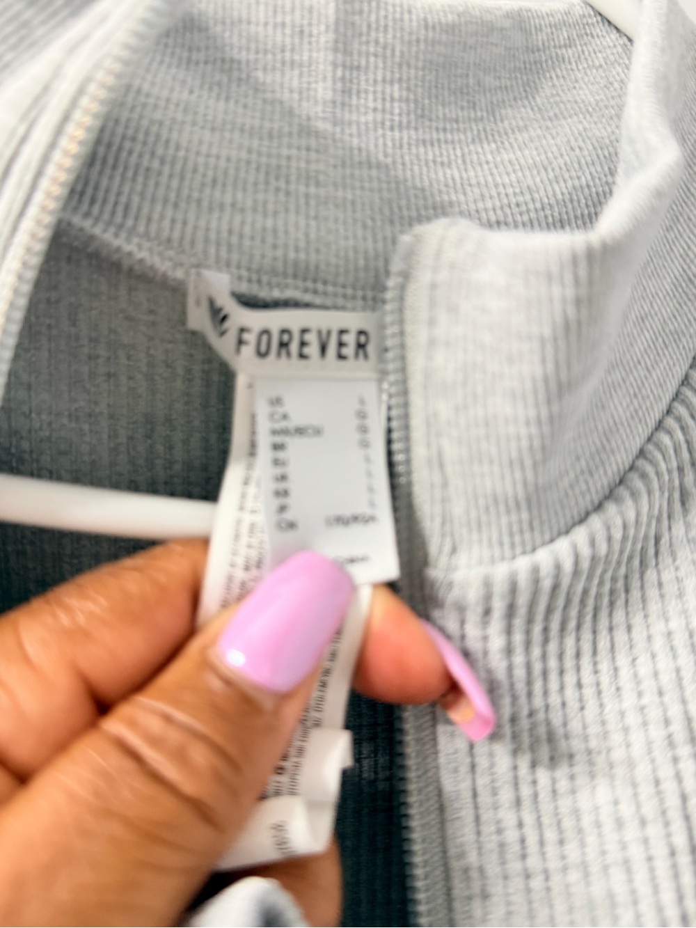 Forever 21 Light Gray Ribbed Zip-Front Jacket Set - Picture 4 of 8